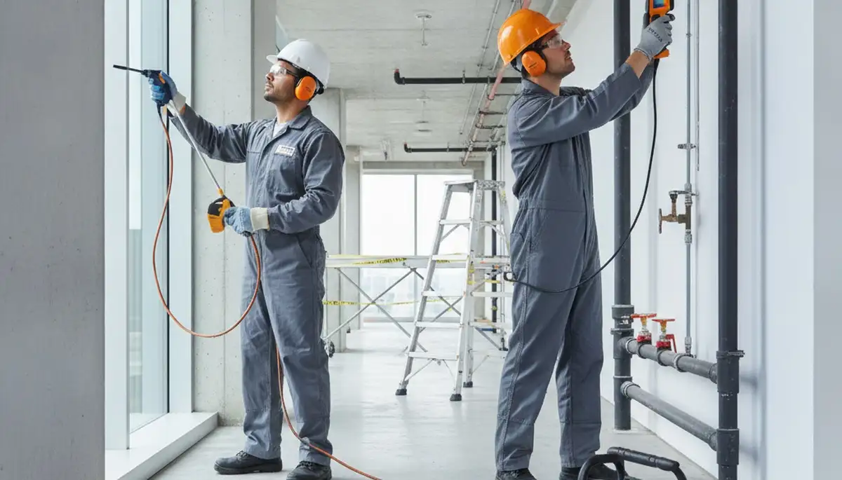 West Palm Beach, FL plumber inspecting a home leak detection repair line
