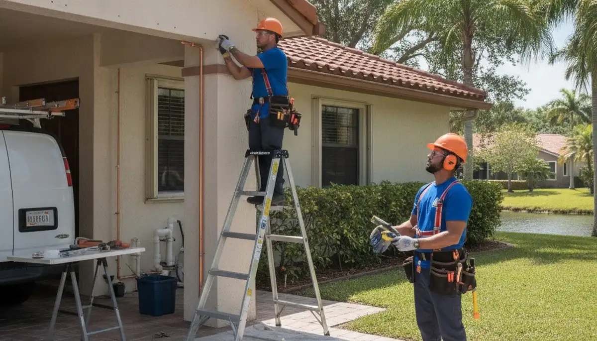 West Palm Beach FL plumber repairing plumbing for a local residential service call