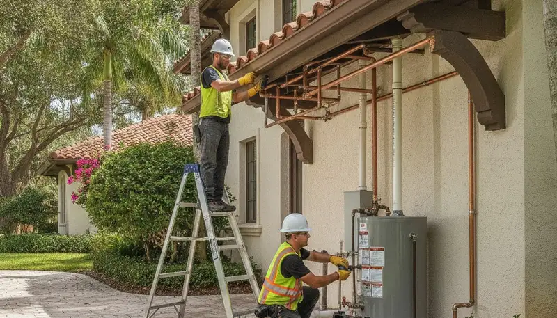 Plumber repairing pipe in West Palm Beach, FL for residential plumbing service