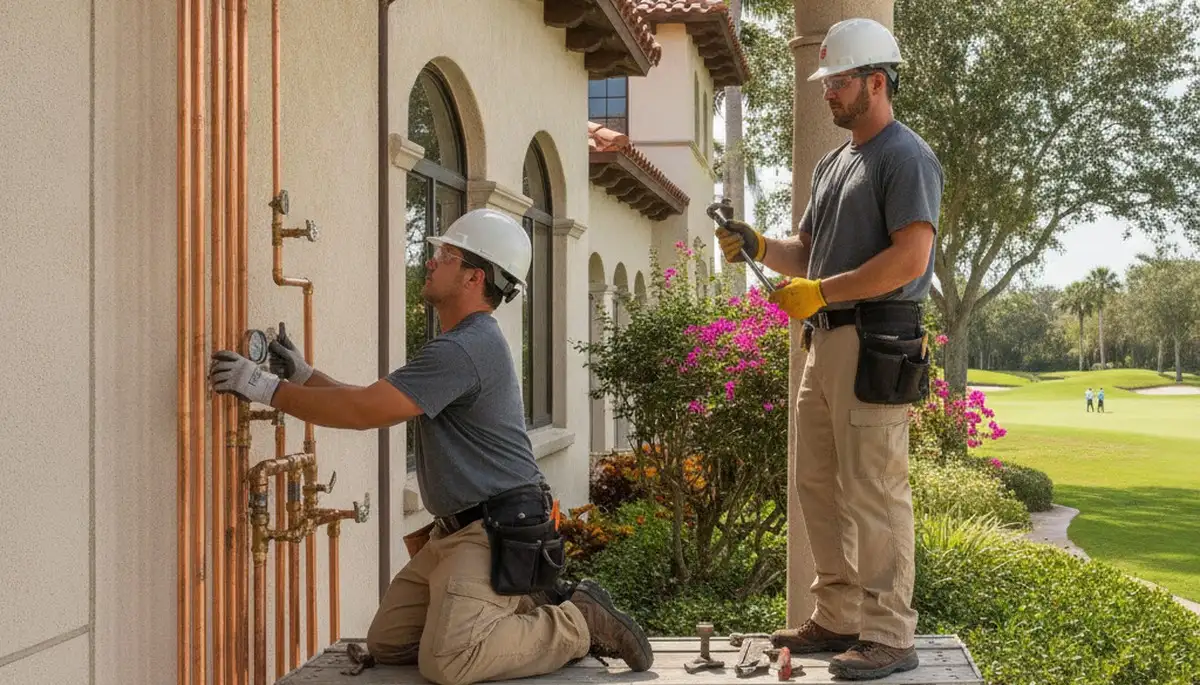 Plumber servicing a drain in West Palm Beach, FL for a plumbing repair business