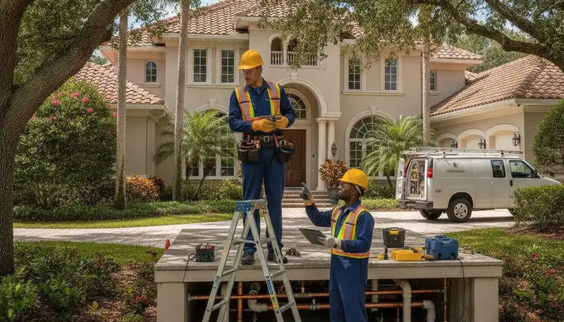 West Palm Beach, FL plumber repairing a residential pipe for plumbing service