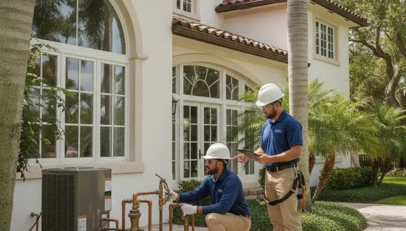 Plumber servicing a West Palm Beach, FL plumbing repair job for a local home or business