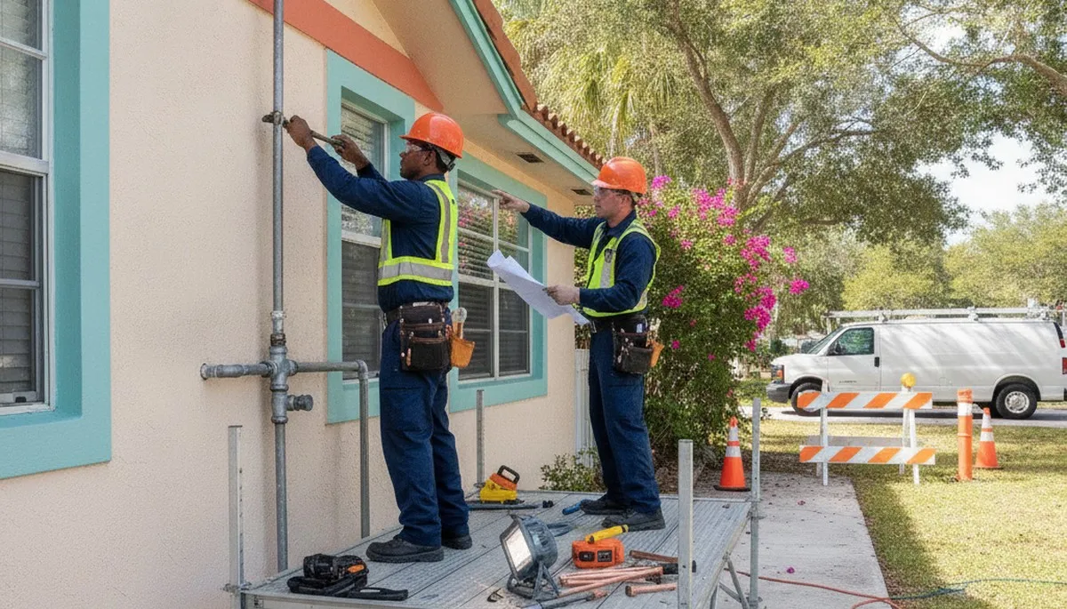 West Palm Beach FL plumber repairing a residential plumbing issue for local service customers
