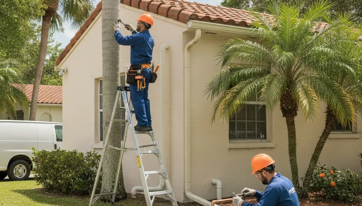 West Palm Beach FL plumber repairing a residential plumbing fixture for emergency service