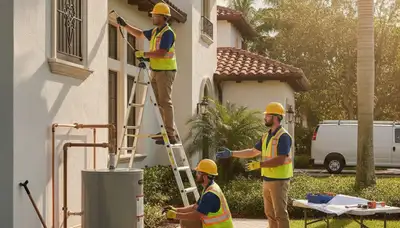 West Palm Beach FL plumbing repair technician servicing a residential pipe leak