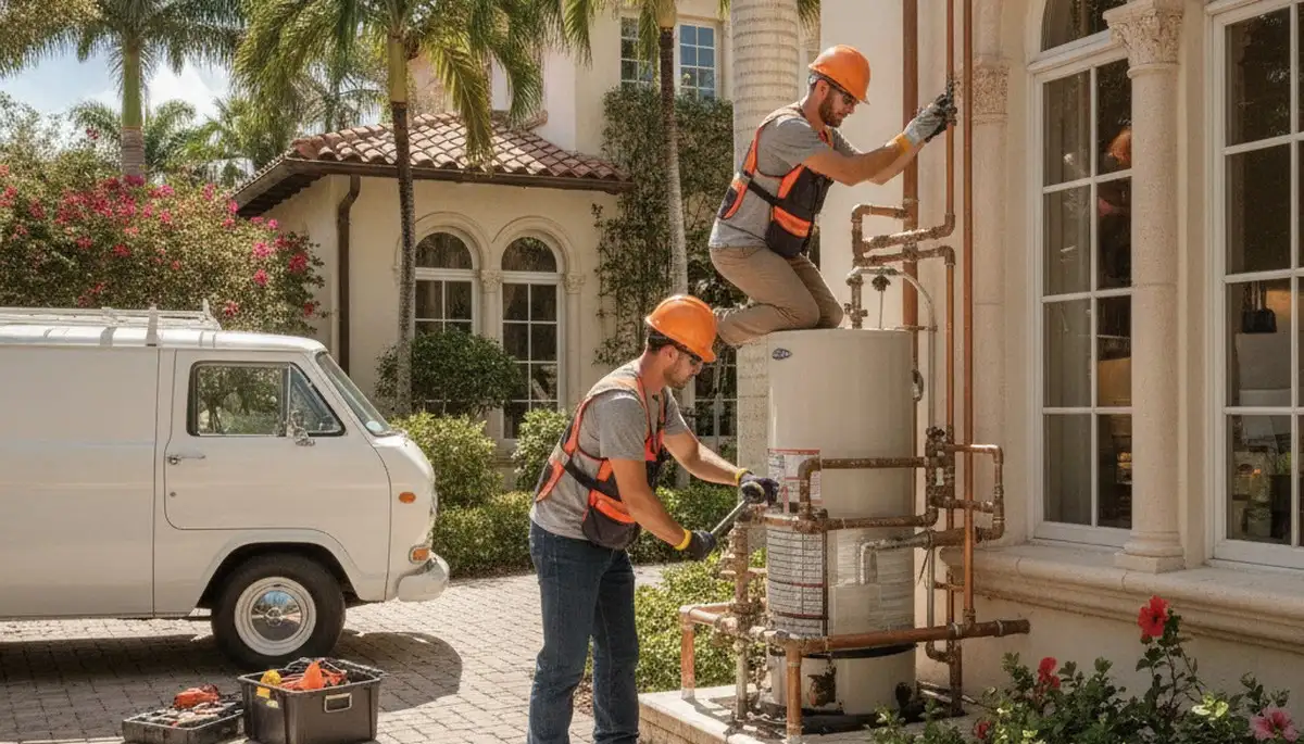 Plumber repairing pipes in West Palm Beach, FL for residential plumbing service