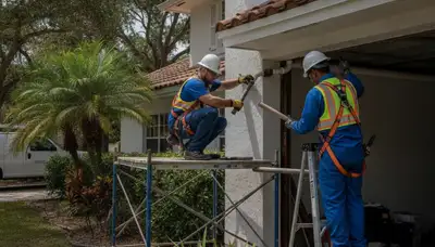 West Palm Beach FL plumber repairing a home pipe for fast plumbing service