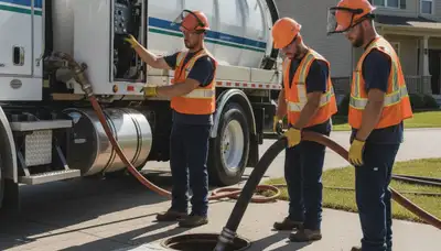 West Palm Beach, FL plumber performing septic pumping service for a residential home