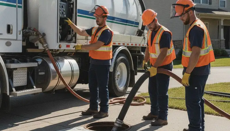 West Palm Beach, FL plumber performing septic pumping service for a residential home