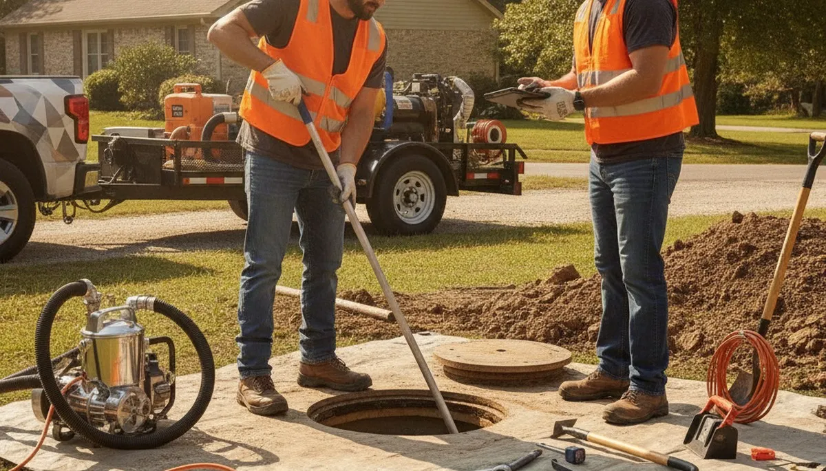 West Palm Beach, FL plumber inspecting septic repair service for a home system