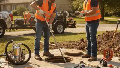 West Palm Beach, FL plumber inspecting septic repair service for a home system