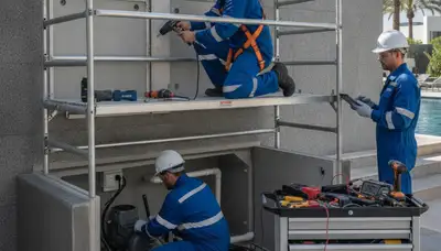 West Palm Beach plumber repairing a home spa plumbing system for reliable jet and water flow service
