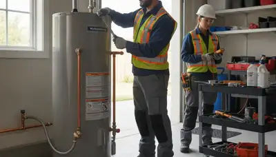 West Palm Beach plumber repairing a water heater for a local home