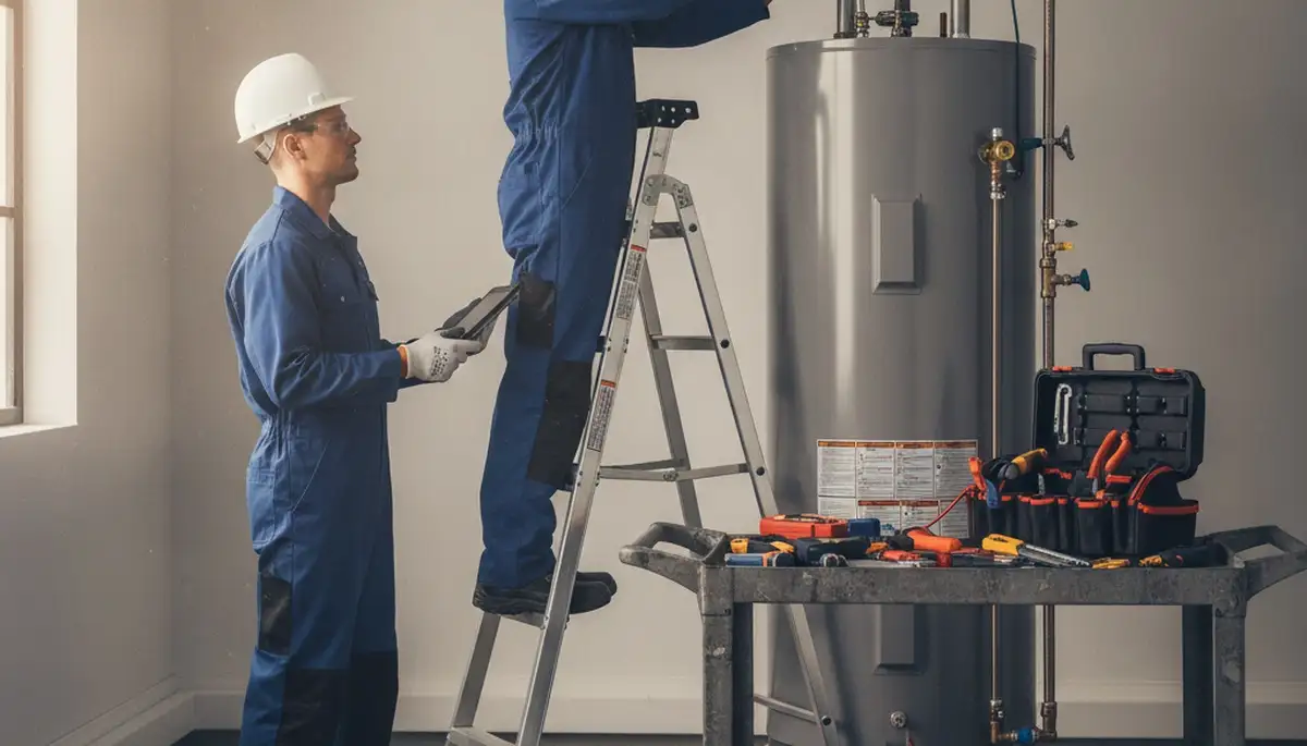 West Palm Beach plumber repairing water heater for reliable home service in FL